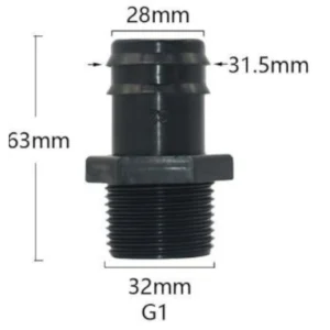 Schlauchanschluss 28mm 1" Gewinde